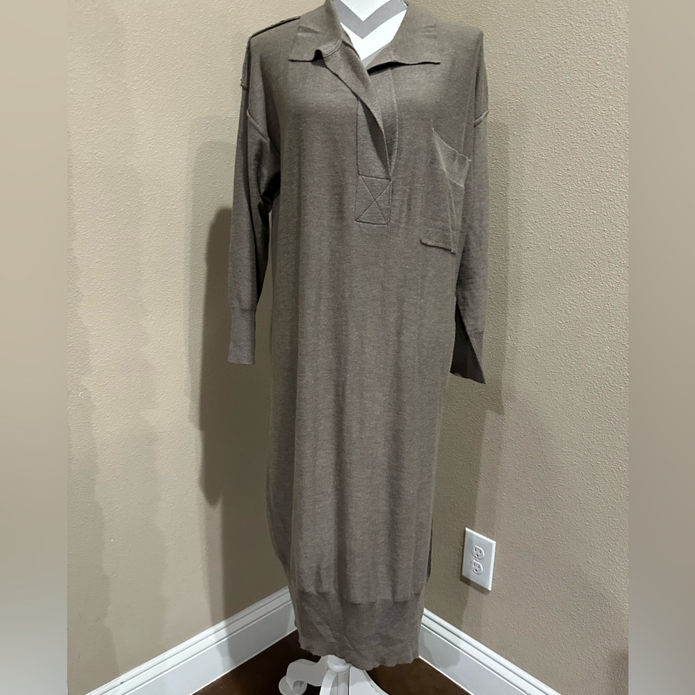 Women’s lightweight, long sleeve, tan sweater dress, NWT!